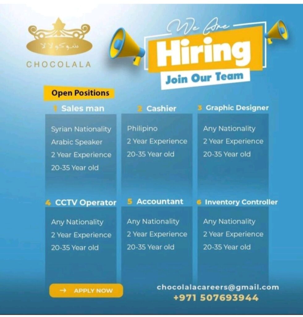 CHOCOLALA is Hiring: Join Our Dynamic Team in Dubai