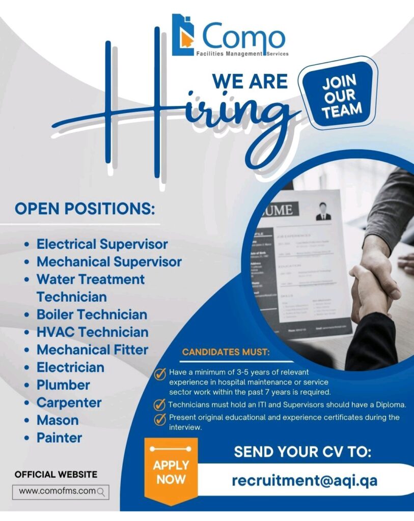 COMO Facilities Management is Now Hiring: Apply for Multiple Positions in Qatar