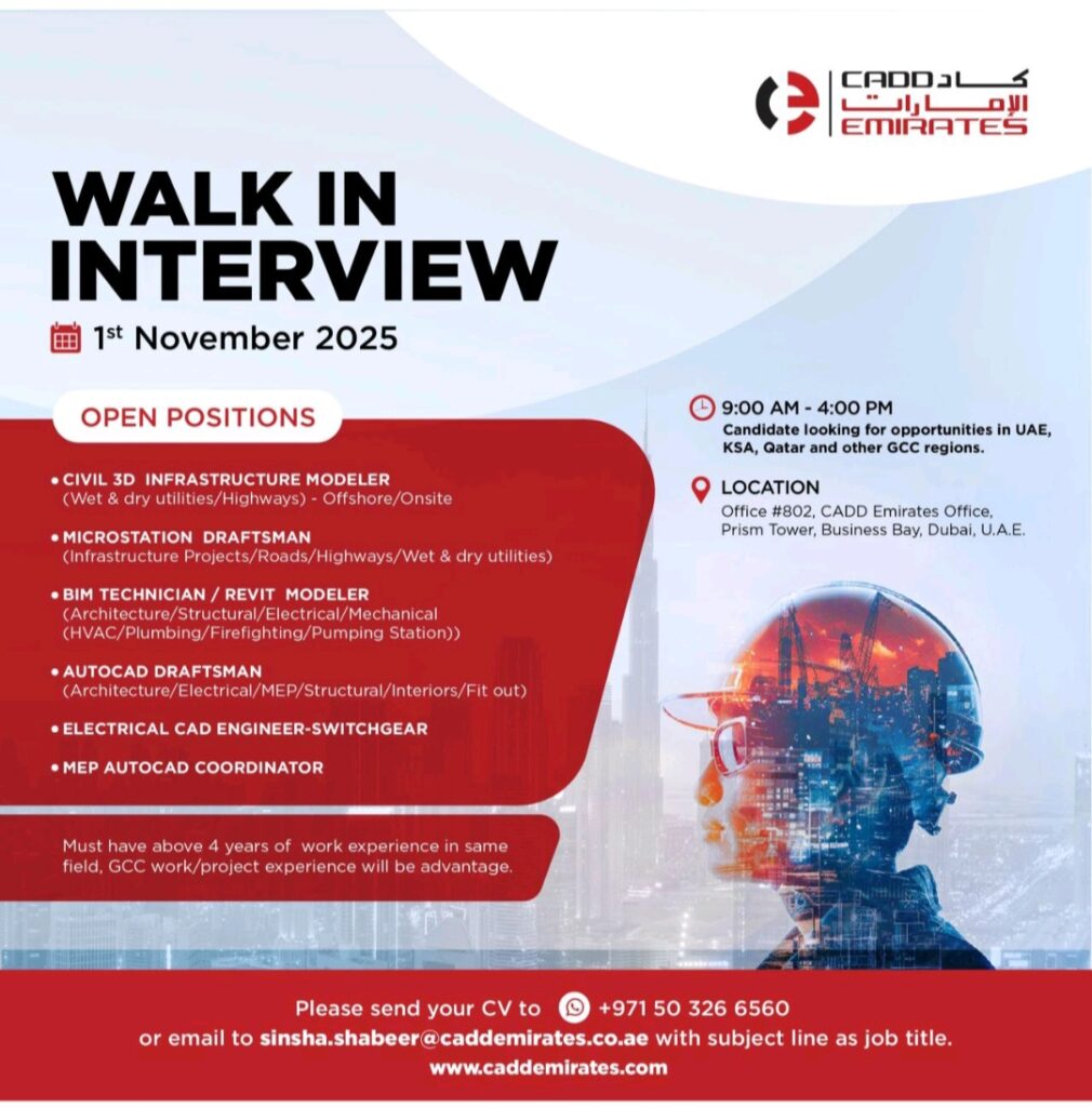 Your Chance to Build a Career in Dubai: CADD Emirates Hosts Walk-In Interview in November 2025