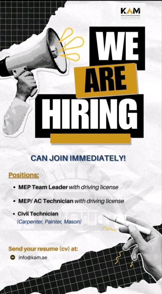Your Gateway to a Technician Career in Dubai: KAM is Hiring Now!
