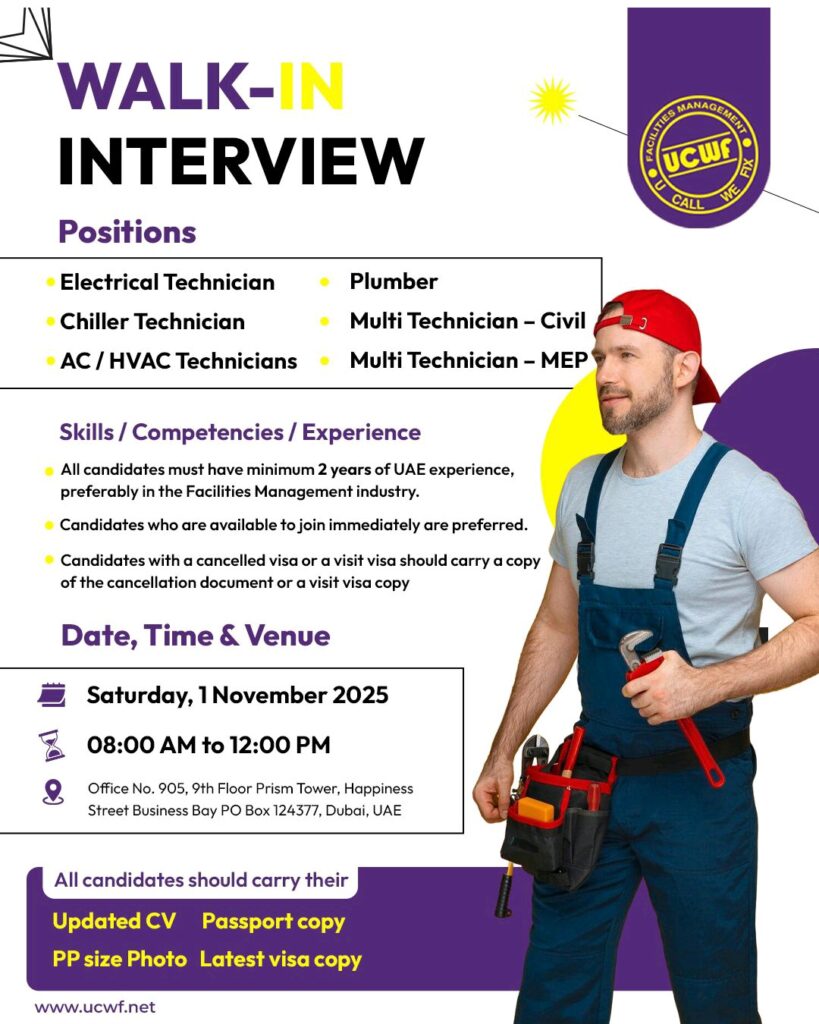 Your Chance to Shine: UCWF Facilities Management Hosts Massive Walk-In Interview in Dubai