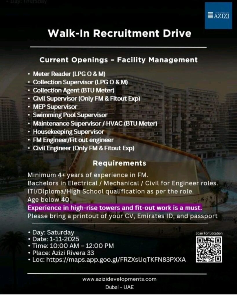 Azizi Developments Hosts Facility Management Walk-In Drive