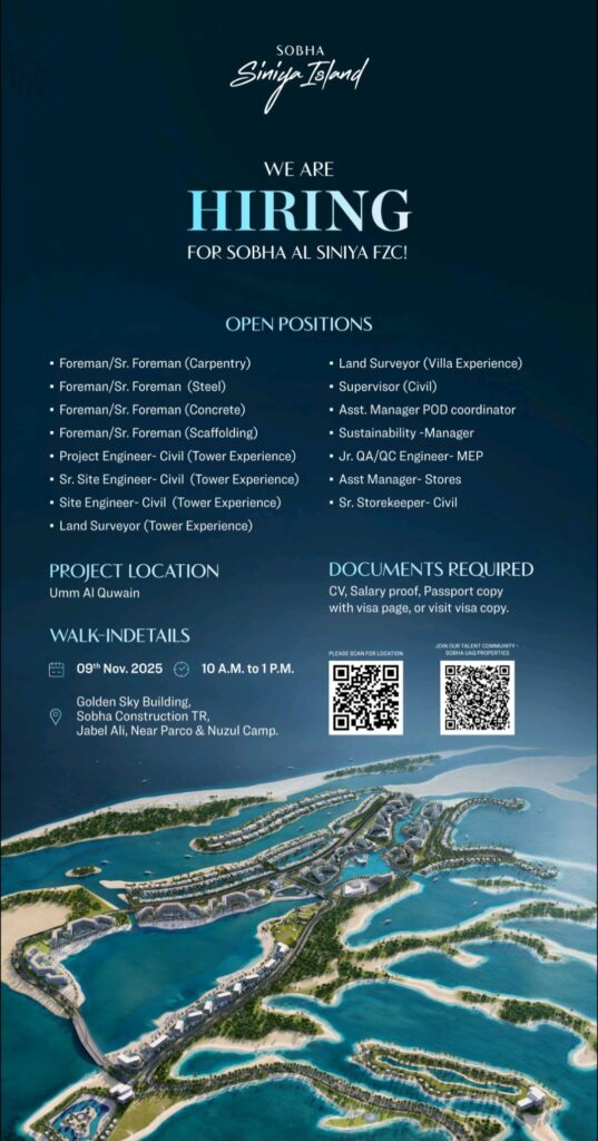 Build Your Career in Luxury: Sobha Siniya Island Hosts Walk-In Interviews in Dubai