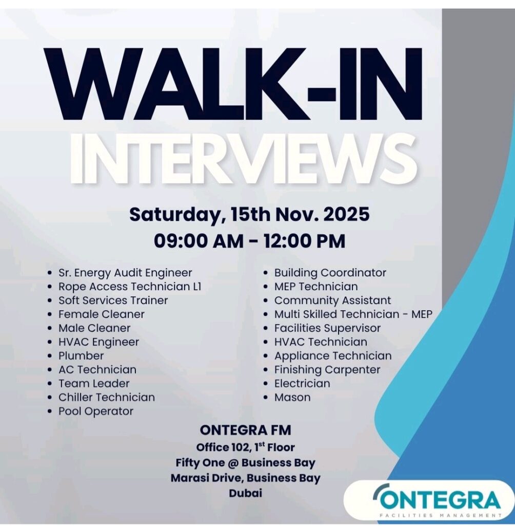 Your Chance to Build a Career in Dubai: Ontegra FM Hosts Major Walk-In Interviews