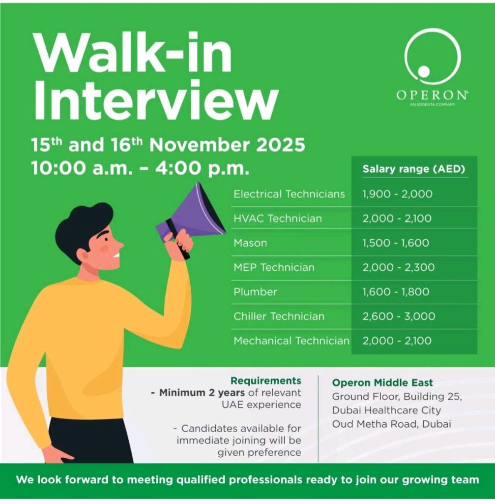 Your Chance to Shine: Operon Middle East Hosts Walk-In Interviews in Dubai