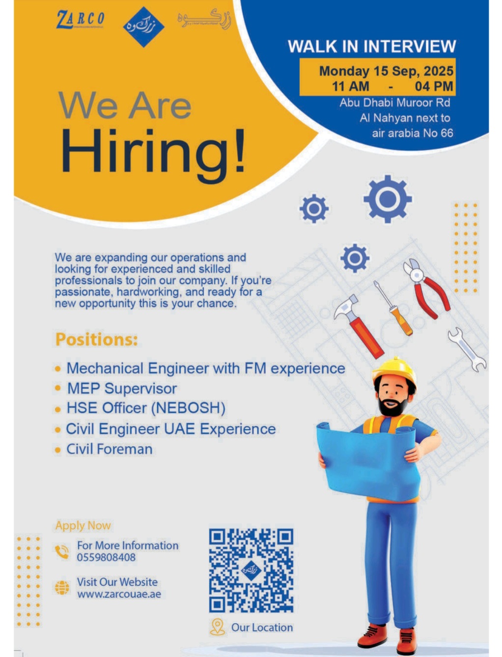 Zarco UAE Announces Major Hiring Drive: Walk-In Interviews on September 15, 2025