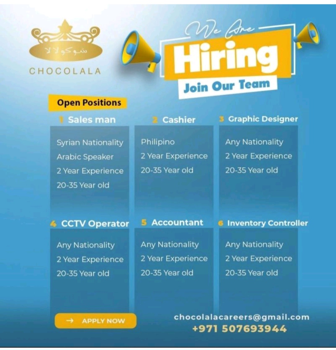 CHOCOLALA is Hiring: Join Our Dynamic Team in Dubai