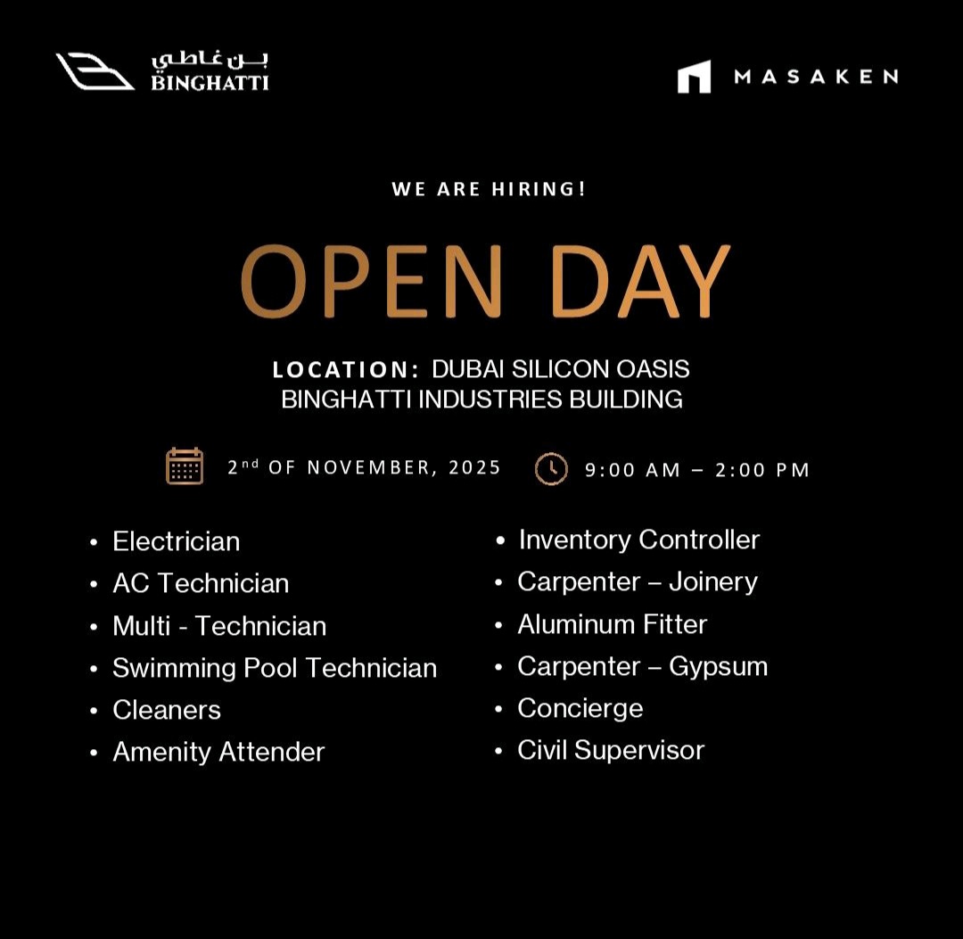 Your Chance to Build a Career with BinGhatti: Facility Management Open Day in Dubai