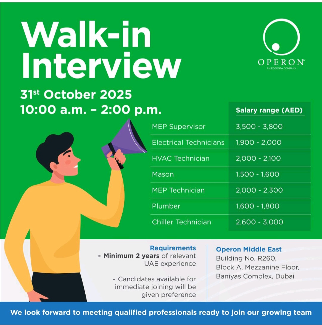Operon Middle East Hosts Walk-In Interviews in Dubai