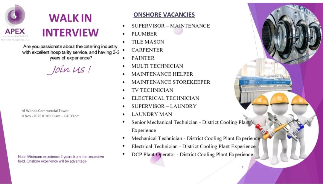 Land Your Dream Job in Abu Dhabi: APEX Walk-In Interview for Onshore Roles