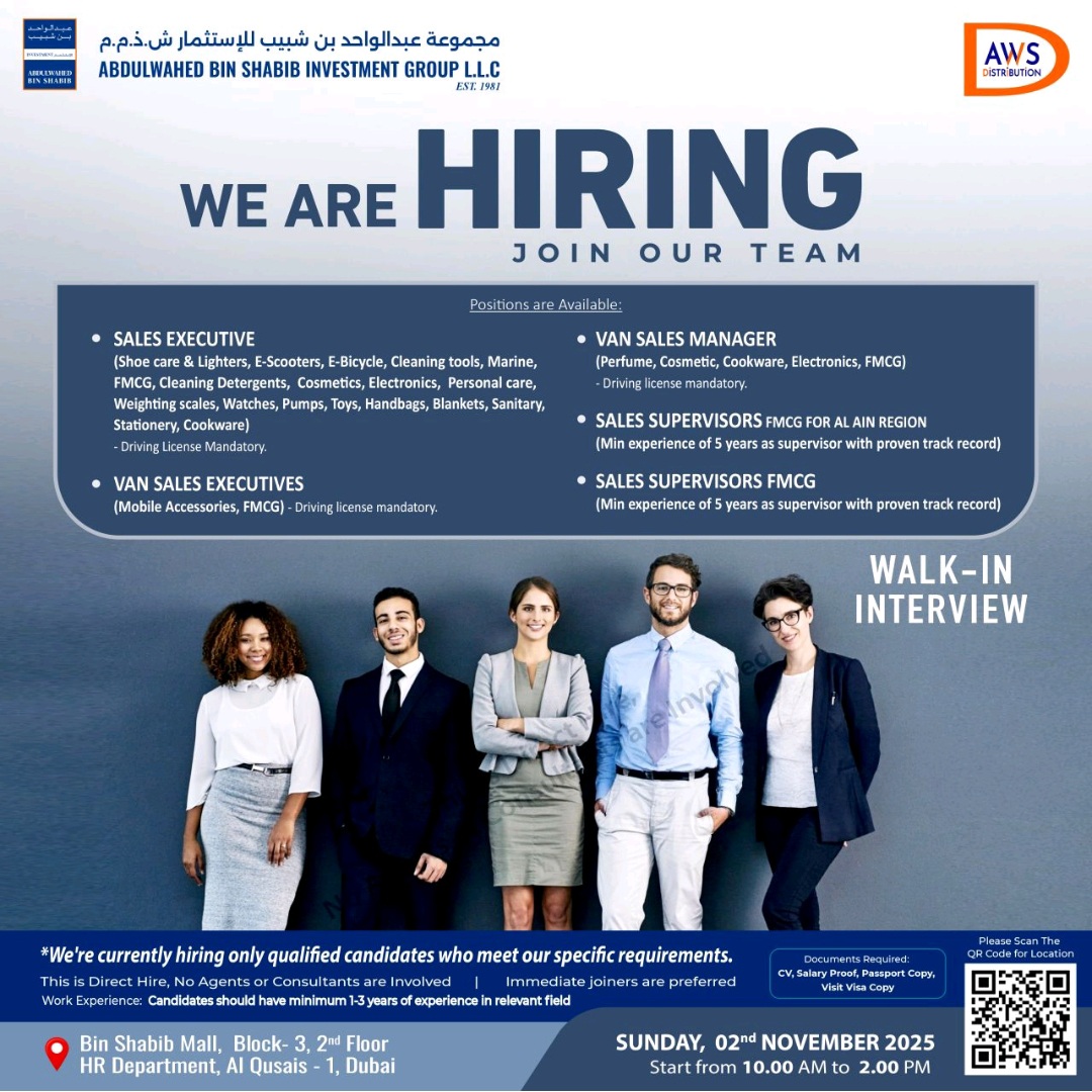 AWS Distribution is Hiring: Walk-In Interviews in Dubai on November 2nd, 2025