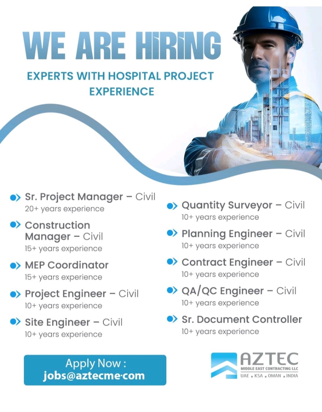 Building the Future of Healthcare: AZTEC Middle East is Hiring Hospital Construction Experts