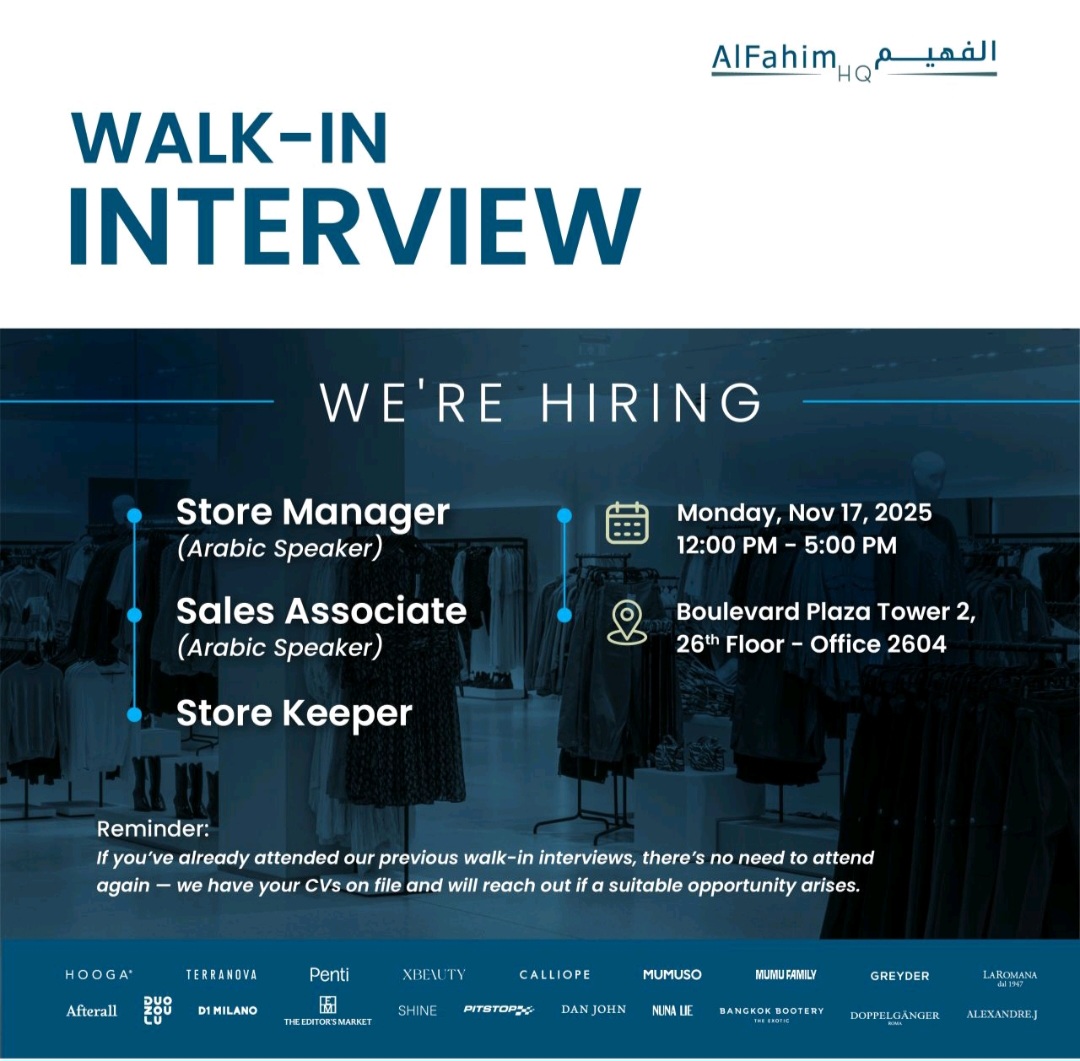 Your Chance to Build a Career with Al Fahim HQ: Walk-In Interview Announced